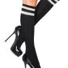 LEG AVENUE Black With White Striped Athletic Socks
