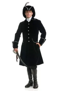 Charades Deluxe Black Pirate Jacket With Pockets Costume