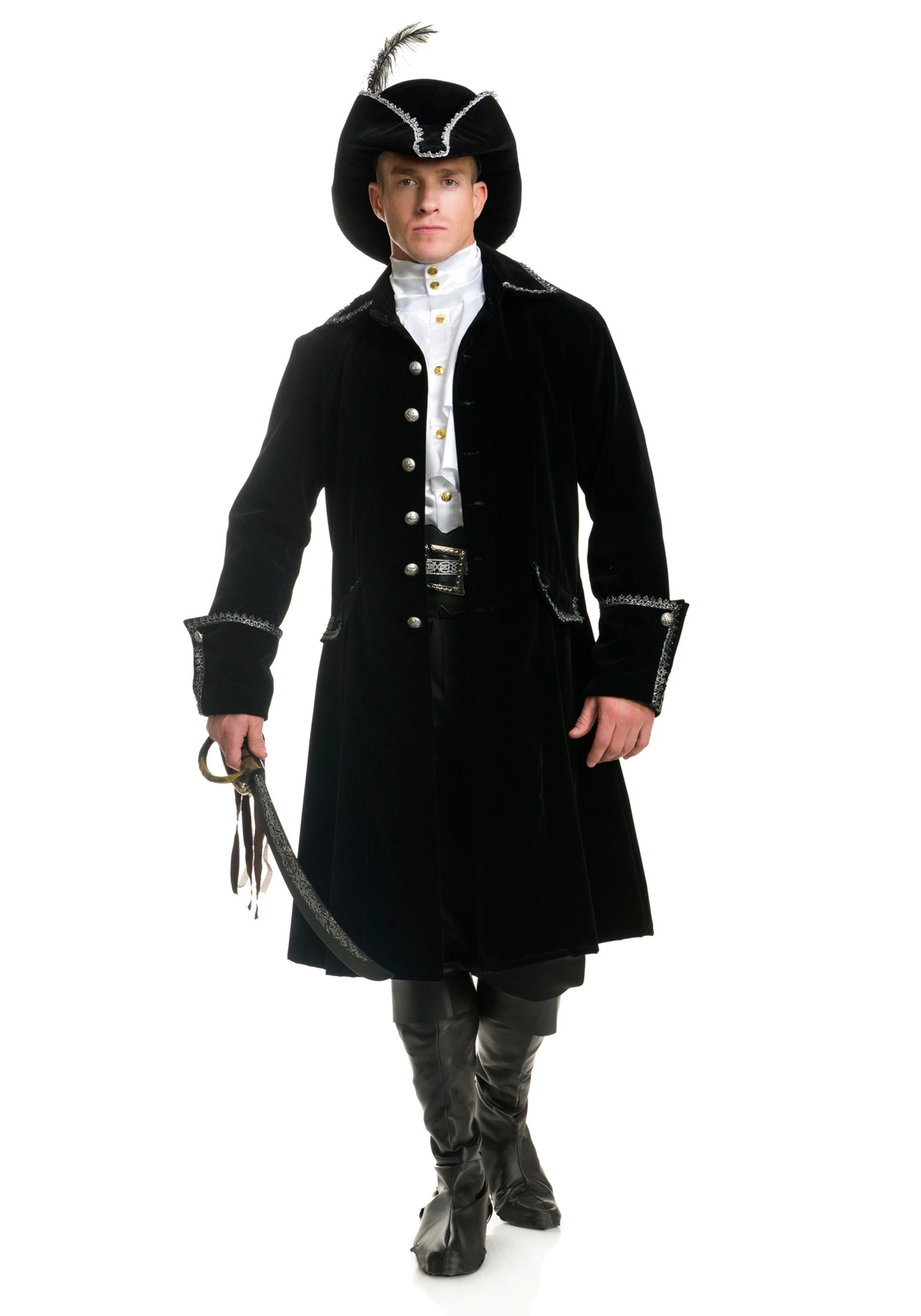 Charades Deluxe Black Pirate Jacket With Pockets Costume - Image 2