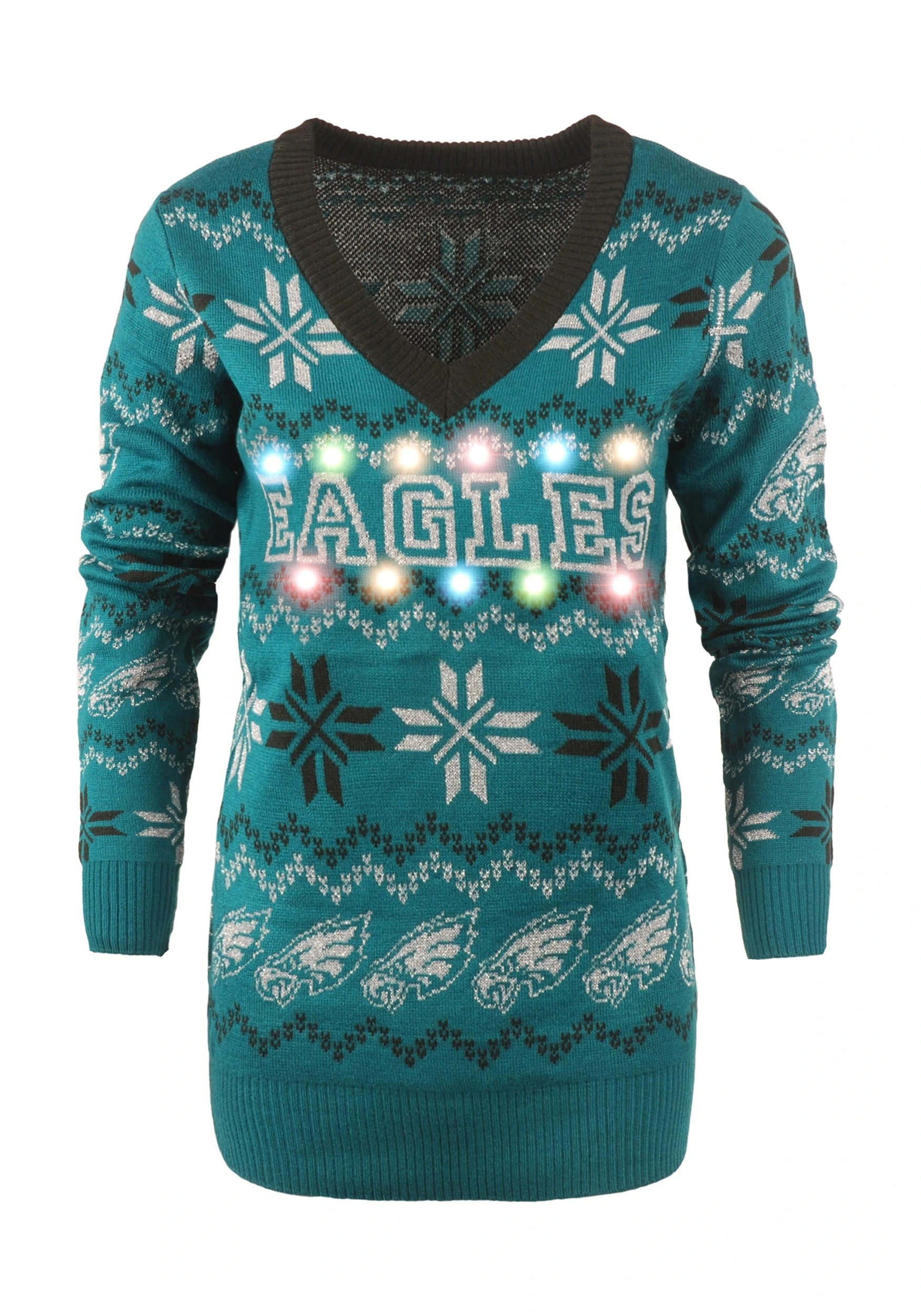 Forever Collectibles Women's Philadelphia Eagles Light Up V-Neck Bluetooth Sweater - Image 3
