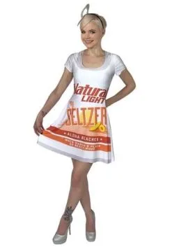 Morris Costumes Natural Light Aloha Beaches Seltzer Skater Dress Costume