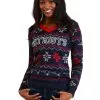 Forever Collectibles New England Patriots Women's Light Up V-Neck Bluetooth Ugly Christmas Sweater