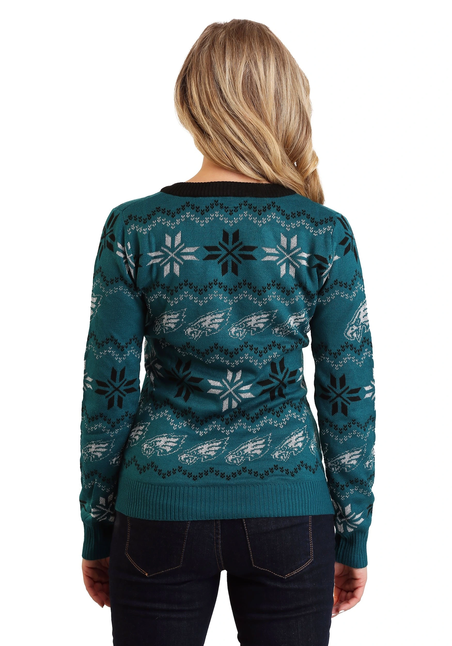 Forever Collectibles Women's Philadelphia Eagles Light Up V-Neck Bluetooth Sweater - Image 2