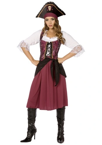 LF Products Pte. Ltd. Plus Burgundy Pirate Wench Costume