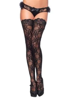LEG AVENUE Stay Up Floral Lace Thigh High Stockings