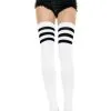 LEG AVENUE White Athletic Socks With Black Stripes