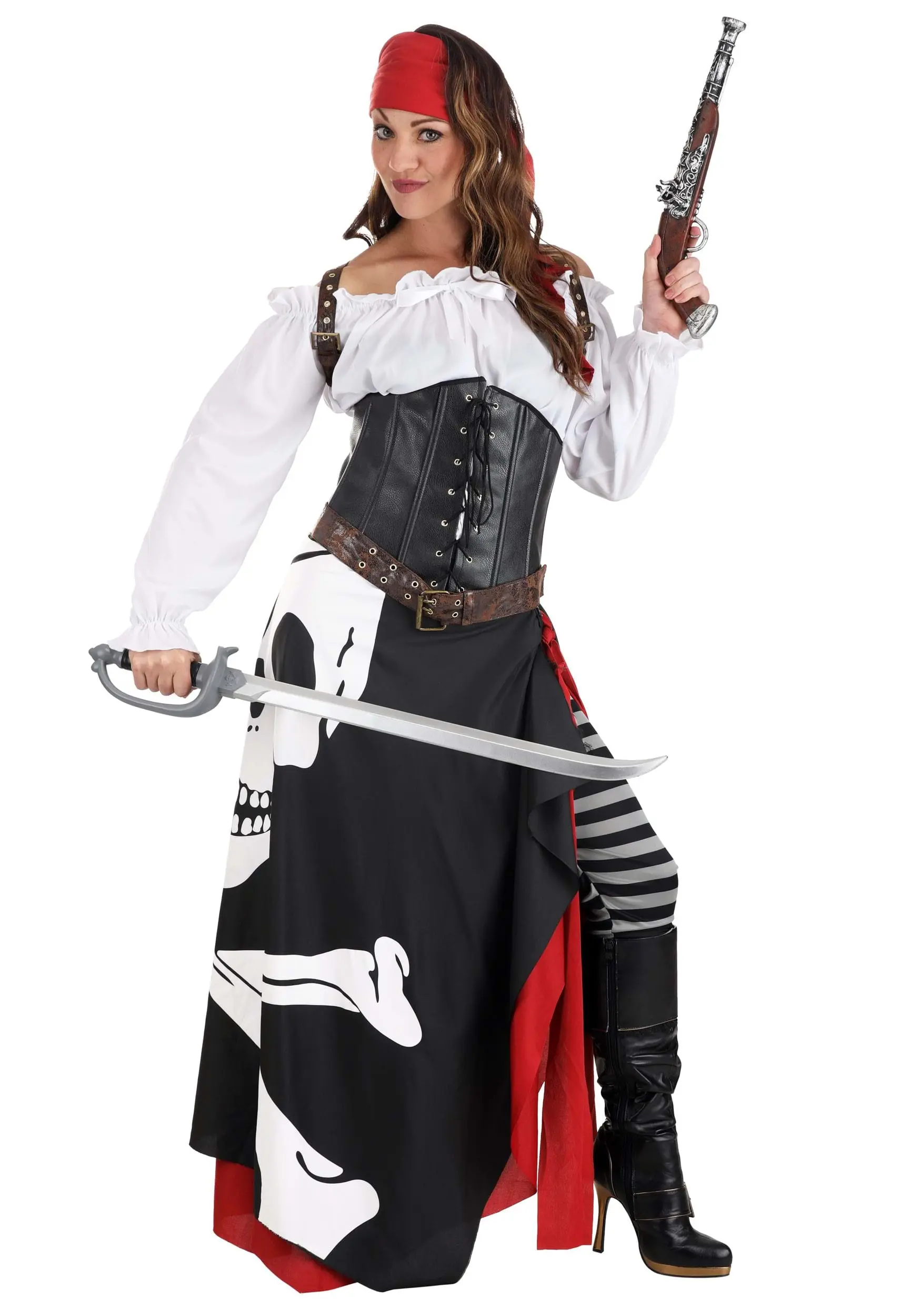 Fun Costumes Skeleton Flag Rogue Pirate Costume For Women - Image 10